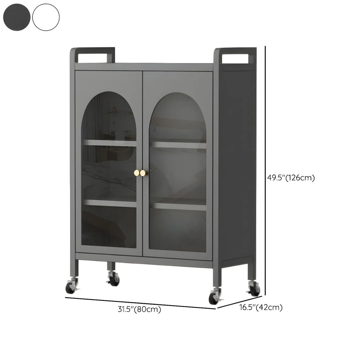 Modern Glass Door Storage Cabinet with Wheels – Multipurpose Organizer for Home & Office